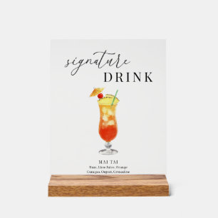 Boisson Signature Élégante Aquarelle Moderne