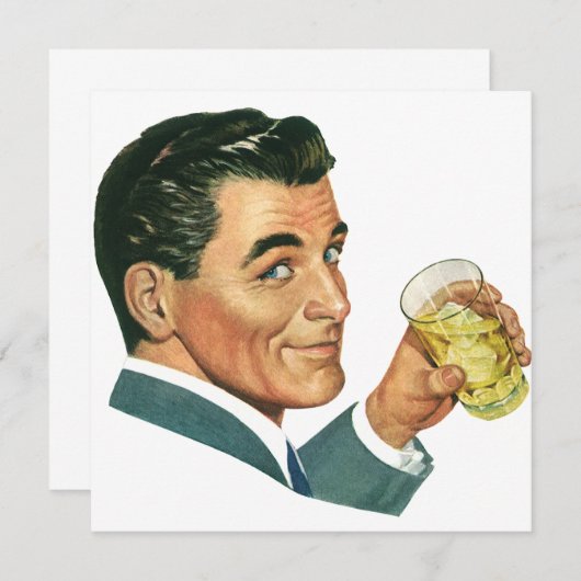 Boissons Cocktails Anciens, Invitation pour Homme (Devant / Derrière)