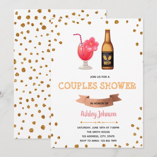 Boissons couples invitation à la douche (Devant / Derrière)