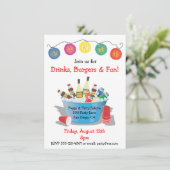 Boissons de fête Invitation avec vin, soda et bièr (Debout devant)