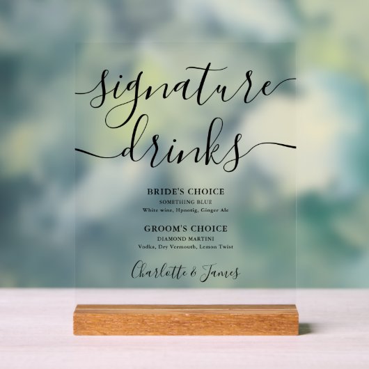 Boissons de signature de mariage de script moderne (Neutre)