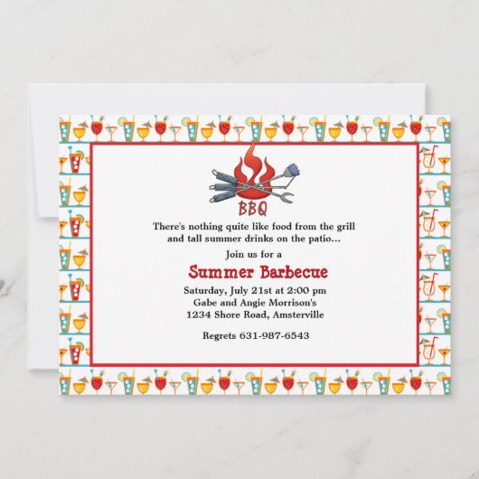 Boissons et invitation au barbecue (Devant)