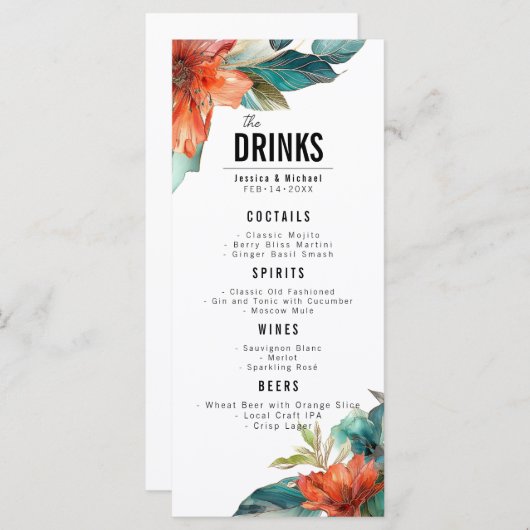 Boissons plates menu Hibiscus Serenade Paradise (Devant / Derrière)