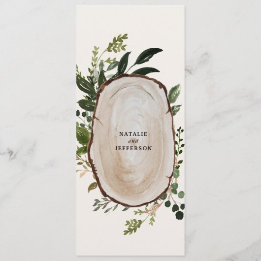 Boissons rustiques à fleurs et bois menu mariage (Dos)