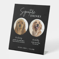 Boissons Signature Chien Panneau Mariage Noir