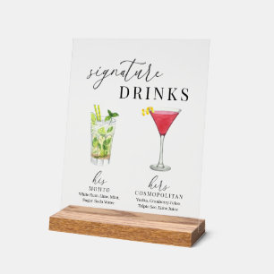 Boissons Signature Élégantes Aquarelle Modernes