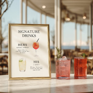 Boissons Signature Menu Affiche Cocktail de Mariag