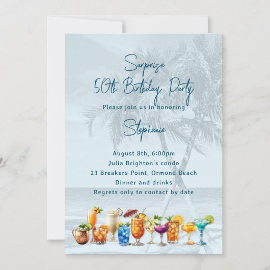 Boissons tropicales Invitation de fête d'anniversa (Devant)