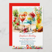 Boissons tropicales Invitation de fête d'anniversa (Devant / Derrière)