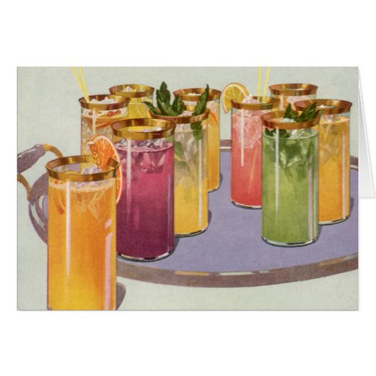 Boissons vintages, boissons avec glaçons sur plate (Devant horizontal)