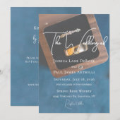Boîte à Bague Simple Bleue Invitation de Mariage (Devant / Derrière)