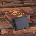 Boîte à cadeaux et Porte-carte à bifold noir Porte<br><div class="desc">Cet ensemble est livré avec 1 porte-monnaie et 1 boîte en bois. C'est un cadeau spécial pour un père,  un petit ami ou un mari. La monnaie et les cartes de crédit sont des spectacles pour l'échelle et ne sont pas inclus (désolé).</div>