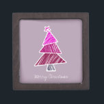 Boîte à cadeaux Pink Sketchy Christmas Tree<br><div class="desc">Joli motif coloré avec des arbres de noël griffés. Un cadeau de Noël parfait.</div>