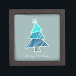 Boîte à cadeaux Turquoise Sketchy Christmas Tree<br><div class="desc">Joli motif coloré avec des arbres de noël griffés. Un cadeau de Noël parfait.</div>