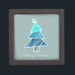 Boîte à cadeaux Turquoise Sketchy Christmas Tree<br><div class="desc">Joli motif coloré avec des arbres de noël griffés. Un cadeau de Noël parfait.</div>