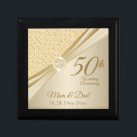 Boîte À Souvenirs 50e anniversaire de diamant d'or<br><div class="desc">50th Gold Diamond Anniversary Design Keepsaké boîte cadeau prêt pour vous de personnaliser. Cette conception fonctionne bien pour d'autres événements et occasions comme un anniversaire, mariage, fiançailles, diplôme, retraite, etc... en changeant simplement le texte. 😊 Ce Produit est 100% Personnalisable. Les graphiques et/ou le texte peuvent être ajoutés, supprimés, déplacés,...</div>