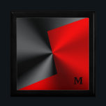 Boîte À Souvenirs Acier métallique noir et rouge inoxydable<br><div class="desc">Faux noir et rouge brillant design géométrique métallique.</div>