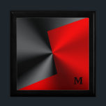 Boîte À Souvenirs Acier métallique noir et rouge inoxydable<br><div class="desc">Faux noir et rouge brillant design géométrique métallique.</div>