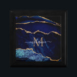 Boîte À Souvenirs Agate Marine Bleu Marbre Or Personnalisé Nom Boîte<br><div class="desc">Boîte cadeau avec Monogramme Nom Agate Marine Blue Gold Gemstone Marble Geode Parties scintillant Étincelle Personnalisée Anniversaire - Anniversaire ou Mariage Cadeau / Fournisseur - Ajouter votre lettre / Nom - Texte ou Supprimer - Faire vos boîtes cadeaux spéciales Cadeau - Redimensionner et déplacer ou supprimer et ajouter du texte...</div>