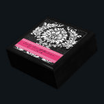 Boîte À Souvenirs Anniversaire de Fuchsia Black and White Mariage da<br><div class="desc">Mariage Black Lacquer Keepsaké concepteur personnalisé Bijoux personnalisées Boîte ou Boîte à mémoire Elégant unique Mariage Anniversaire Cadeaux de Noël ou Valentines Cadeaux de Jour</div>