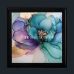 Boîte À Souvenirs Aqua Blue Purple Gold Floral<br><div class="desc">Aqua Blue Purple Gold Floral</div>