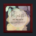 Boîte À Souvenirs Aquarelle Floral noir Bridesmaid boîte de proposit<br><div class="desc">Boîte de proposition chic,  élégante,  botanique chic noir Bridesmaid avec des fleurs d'aquarelle rose et violet.</div>