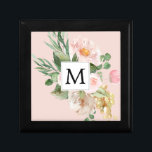 Boîte À Souvenirs Aquarelle moderne Fleurs roses Monogrammes<br><div class="desc">Aquarelle moderne Fleurs roses Monogrammes</div>