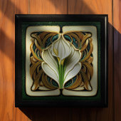 Boîte À Souvenirs Art déco Calla blanche et jaune Lily Art nouveau