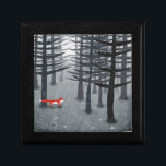 Boîte À Souvenirs Art Forêt Fox<br><div class="desc">Un renard rouge sauvage se dresse au milieu des arbres dans une forêt sombre. Une peinture paysagère pour les amoureux des animaux, de la nature et de la faune.</div>