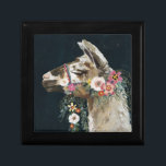Boîte À Souvenirs Belle Llama<br><div class="desc">Belle Llama II de Victoria Borges. Présente le profil d'un lama avec des ornements fleuris décoratifs.</div>