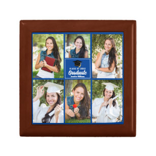 Boîte À Souvenirs Bleu Graduate Photo Collage 2024 Diplôme sur mesur