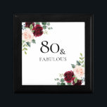 Boîte À Souvenirs Blush rose Bourgogne rouge 80e anniversaire Cadeau<br><div class="desc">Boite cadeau Blush Pink Burgundy Red 80th Birthday Party</div>
