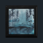 Boîte À Souvenirs Bois d'hiver<br><div class="desc">Winter Woods I par Chariklia Zarris. Arbres foncés dans les tons bleu foncé dans un style aquarelle.</div>