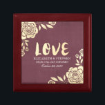 Boîte À Souvenirs Boîte Cadeau mariage Moderne Golden Rose Bourgogne<br><div class="desc">Modèles Cadeaux Mariages modernes - Roses d'huile d'or moderne et Arrière - plan rouge Bourgogne Vintage. Un design parfait pour votre grand jour. Tous les styles de texte,  couleurs,  tailles peuvent être modifiés selon vos besoins !</div>