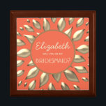 Boîte À Souvenirs Boîte de proposition Coral Gold Bridesmaid<br><div class="desc">Simple,  moderne,  élégant,  corail Bridesmaid boîte de proposition avec l'abstrait faux or en forme de soleil. Un choix parfait pour les mariages d'été contemporains !</div>