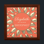 Boîte À Souvenirs Boîte de proposition Coral Gold Bridesmaid<br><div class="desc">Simple,  moderne,  élégant,  corail Bridesmaid boîte de proposition avec l'abstrait faux or en forme de soleil. Un choix parfait pour les mariages d'été contemporains !</div>