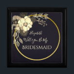Boîte À Souvenirs Boîte de proposition de la Bridesmaid noir et or<br><div class="desc">Elégante boîte de proposition de femme de chambre noire avec fleurs d'or rustique. Un choix parfait pour les mariages chics d'automne ou d'hiver contemporains !</div>