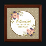 Boîte À Souvenirs Boîte de proposition de la servante Russe rose<br><div class="desc">Boite de proposition Bridesmaid rustique,  moderne,  élégant,  aquarelle rose floral et or.</div>