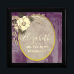 Boîte À Souvenirs Boite de proposition Russe Purple Bridesmaid<br><div class="desc">Boite de proposition Bridesmaid rustique,  moderne,  élégant,  floral faux or et violet avec fleurs d'aquarelle. Un choix parfait pour les mariages romantiques contemporains d'automne ou d'hiver !</div>