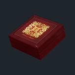 Boîte À Souvenirs Bonheur chinois d'or élégant de Flora double<br><div class="desc">Symbole chinois floral de bonheur d'or double.  Boîtes-cadeau de mariage.</div>