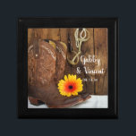 Boîte À Souvenirs Botte de cowboy, Mariage occidental de Daisy Horse<br><div class="desc">Une boîte à cadeaux personnalisée Cowboy Boots, Daisy and Horse Bit Mariage campagnard fait un cadeau unique pour les jeunes mariés ou un cadeau de remerciement pour vos gardiens mariages, servantes d'honneur et fête de mariée. Cette boîte à mariage à thème équestre à thème rustique personnalisée comprend une photo fleurie...</div>
