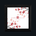 Boîte À Souvenirs Cherry Blossoms & Double Bonheur Mariage chinois<br><div class="desc">Fleurs De Cerisier Blanches / Rouge / Fleurs De Printemps Sakura Et Simple Double Bonheur Mariage Chinois Garder Boîte Cadeau. Fleurs orientales de cerisiers rouges et blancs ou fleurs de sakura avec double symbole de bonheur. Un design mariage asiatique élégant et romantique, moderne et classe. Les cerisiers fleurissent au printemps...</div>