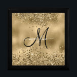 Boîte À Souvenirs Chic Black Gold Parties scintillant Nom du monogra<br><div class="desc">Chic Black Gold Parties scintillant Nom du monogramme</div>
