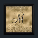 Boîte À Souvenirs Chic Black Gold Parties scintillant Nom du monogra<br><div class="desc">Chic Black Gold Parties scintillant Nom du monogramme</div>