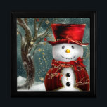 Boîte À Souvenirs Christmas Snowman<br><div class="desc">Christmas Snowman Affichez vos images préférées sur un carrelage vibrant incrusté dans le couvercle de cette belle boîte à bijoux. En bois laqué, la boìte à souvenirs est disponible en chêne doré, noire ébène, vert émeraude, et acajou rouge. Son revêtement intérieur protège vos bijoux et objets de collection. Diamètre de...</div>