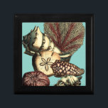 Boîte À Souvenirs Collection de coquillages turquoise et de coraux r<br><div class="desc">Allez sous l'eau pour explorer la mer avec toutes ces différentes créatures marines. Cette oeuvre d'art vintage s'ajoute à merveille à tous les amateurs d'anémones de mer aux accents arrière - plans turquoise et rouges vifs sur les coquillages. Obtenez votre impression artistique dès aujourd'hui sur votre produit.</div>