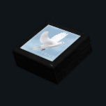 Boîte À Souvenirs Colombe à trinket<br><div class="desc">Boîte à Trinket en bois noir avec imprimé colombe. Petite taille affichée. Customisez cet objet ou achetez tel quel. Image stock freepik.com</div>