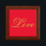 Boîte À Souvenirs Couleur or Script Red Love Mariage Calligraphie<br><div class="desc">Vous pouvez facilement changer les polices et les couleurs. Vous pouvez également ajouter votre logo et l'image arrière - plan comme vous le souhaitez.</div>