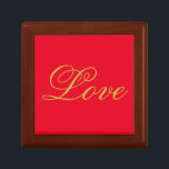 Boîte À Souvenirs Couleur or Script Red Love Mariage Calligraphie<br><div class="desc">Vous pouvez facilement changer les polices et les couleurs. Vous pouvez également ajouter votre logo et l'image arrière - plan comme vous le souhaitez.</div>