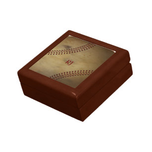 Boîte À Souvenirs Cru regardant le base-ball avec le monogramme fait